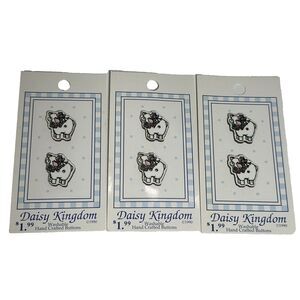 Mary Engelbreit Daisy‎ Kingdom 2-Hole Buttons - 3 Cards White Sheep (pair) Vtg